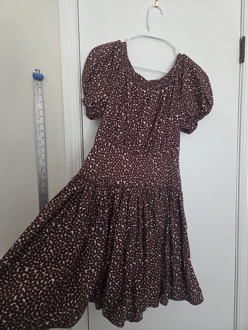 J.Crew Re-Imagined Brown & White Floral Puff Sleeve Drop-Waist Mini Dress 8